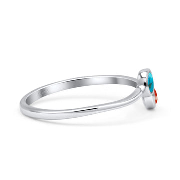 New Design Thumb Ring Round Oxidized Statement Fashion Band Simulated Turquoise & Carnelian 925 Sterling Silver